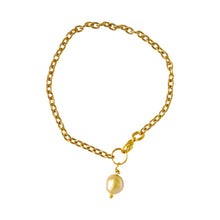 Lade das Bild in den Galerie-Viewer, Gold freshwater pearl adjustable bracelet or anklet on gold plated chain | by Ifemi Jewels