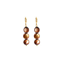 Load image into Gallery viewer, Brown freshwater pearl huggie earrings | by Ifemi Jewels
