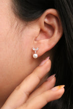 Load image into Gallery viewer, Cubic Leaf Pearl Drop Earrings
